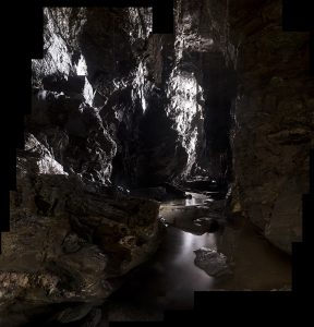 Quick automated photomerge in Photoshop CC 2015. Making a sketch like this helps me to progress the image later on; I'm immediately wanting to lengthen the exposure of many of the darker frames to expand the overall tonal range and I also need to delicately bring out the water drips which give a sense of both the dampness and of time passing.